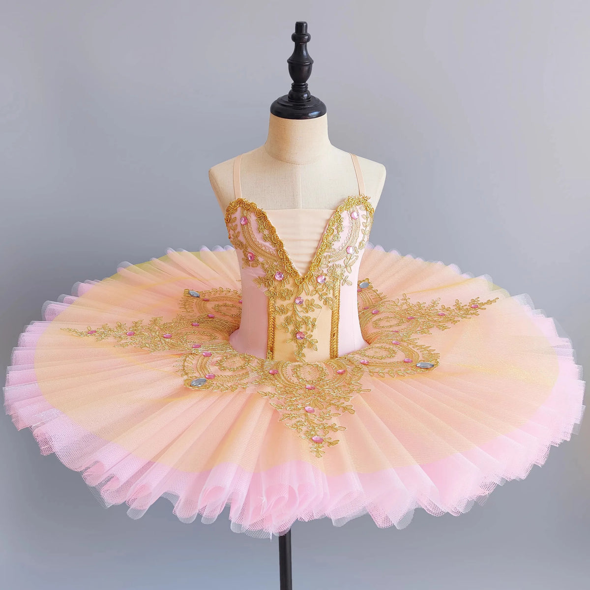 Girls' Pancake Ballet Tutu Dress with Decorated Bodice and Height-Based Sizes