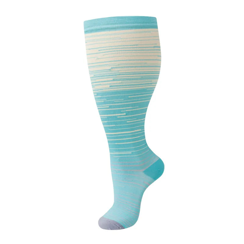 Plus Size Knee High Compression Socks with Pattern Options