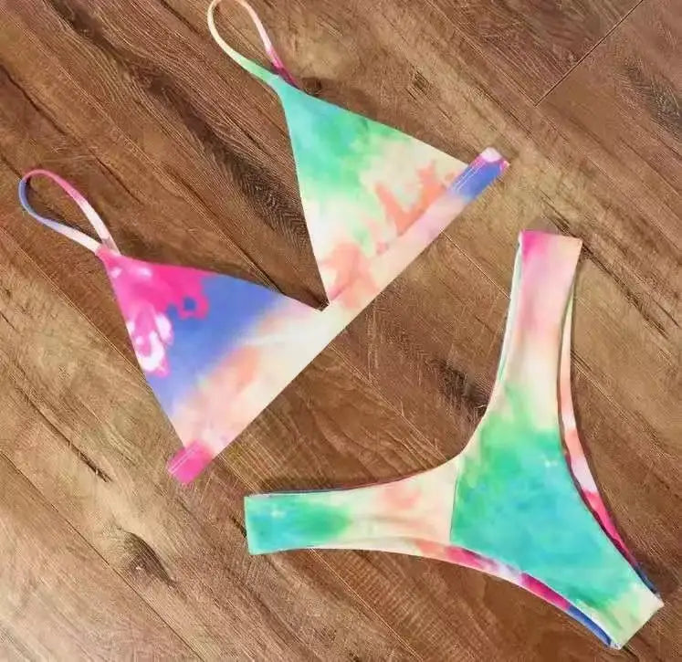 Women's Triangle Bikini Top and High Cut Briefs Swim Set