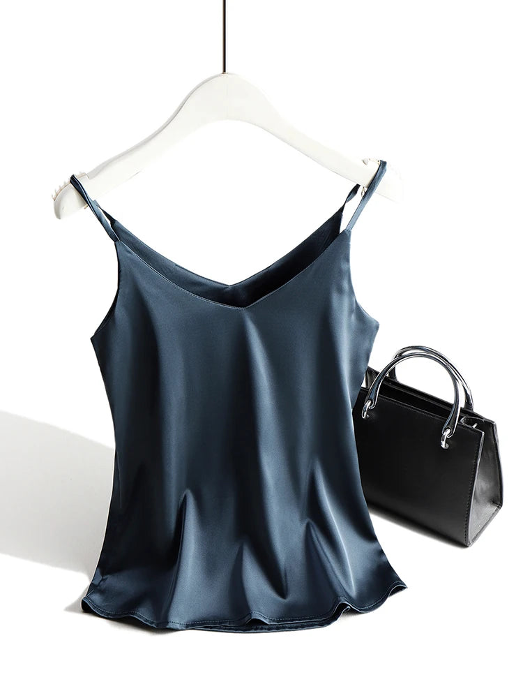 Women's V-Neck Camisole with Thin Shoulder Straps and a Relaxed Drape