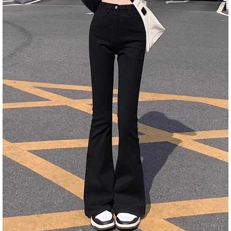 Women's Black High Waist Flared Leg Denim Jeans