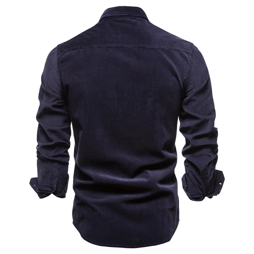 Men's Cotton Long-Sleeve Button-Front Shirt