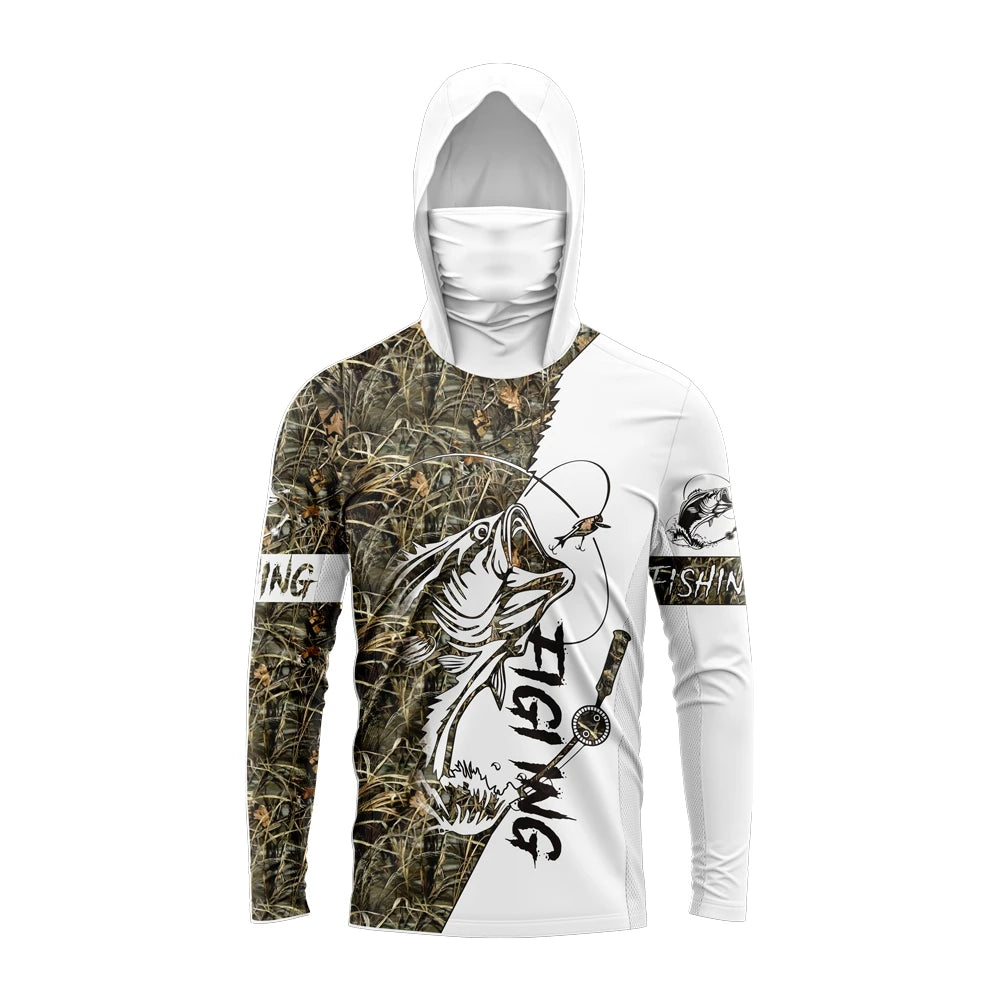 Men's Hooded Long Sleeve Graphic Fishing Shirt