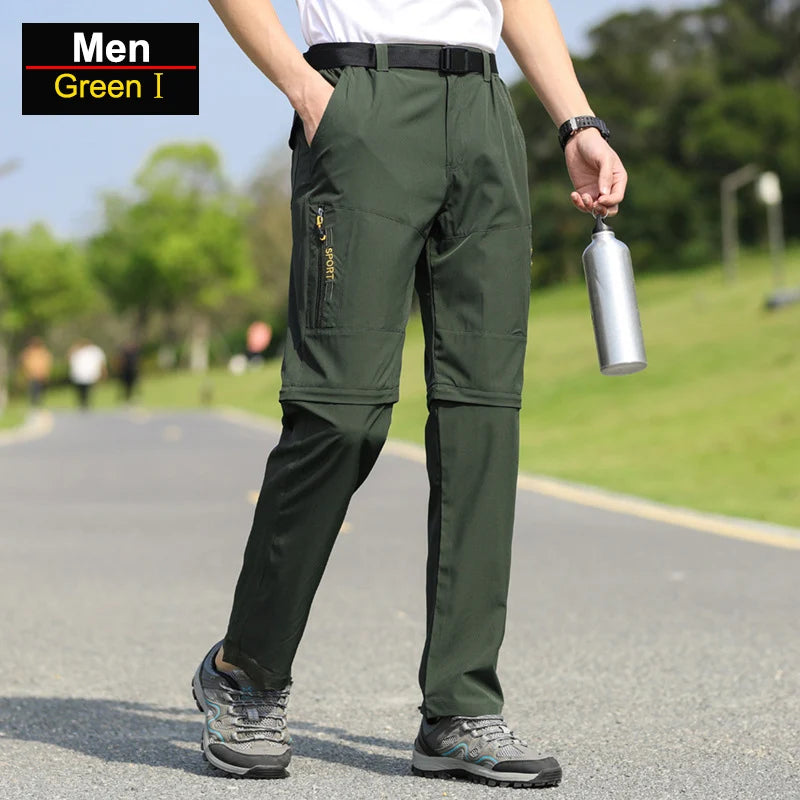 Men's Convertible Hiking Pants with Cargo Pockets and Detachable Legs
