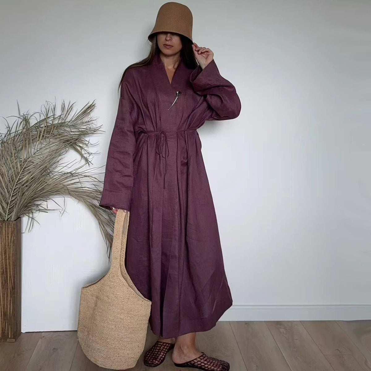 Long Drawstring Open Front Cardigan for Layering over Outfits