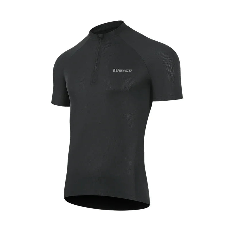 Men Seamless Cycling Jersey Short Sleeve Compression Breathable Sun Protection MTB Road Bike Jersey