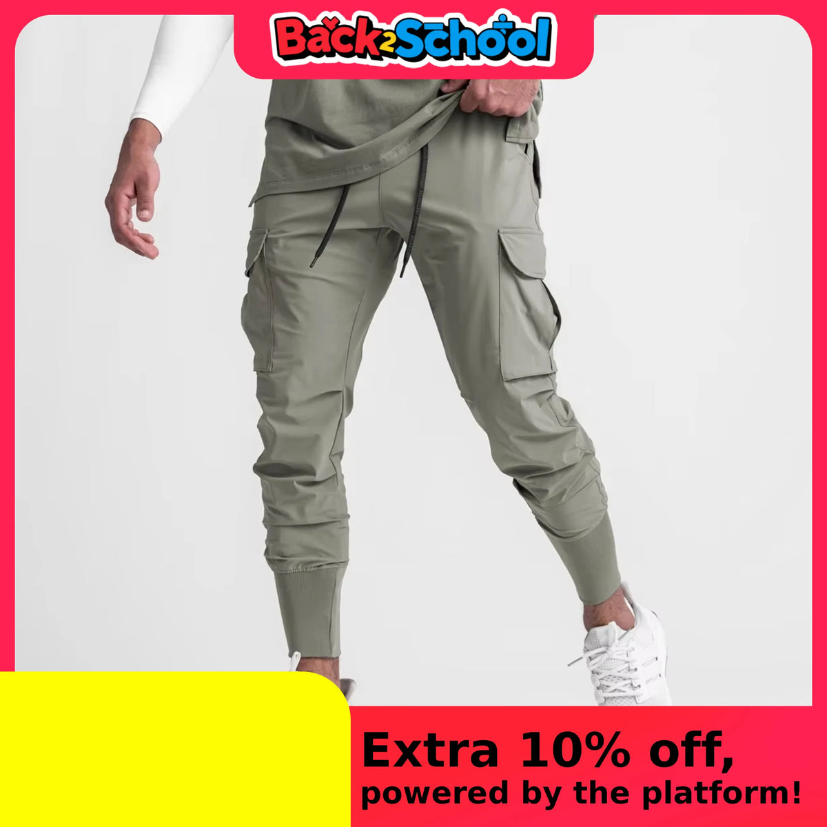 Men's Multi Pocket Drawstring Waist Casual Cargo Pants
