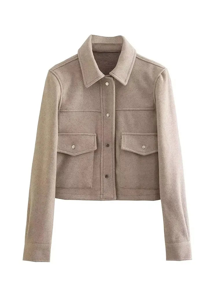 HH Cropped Button-Front Pocket Jacket
