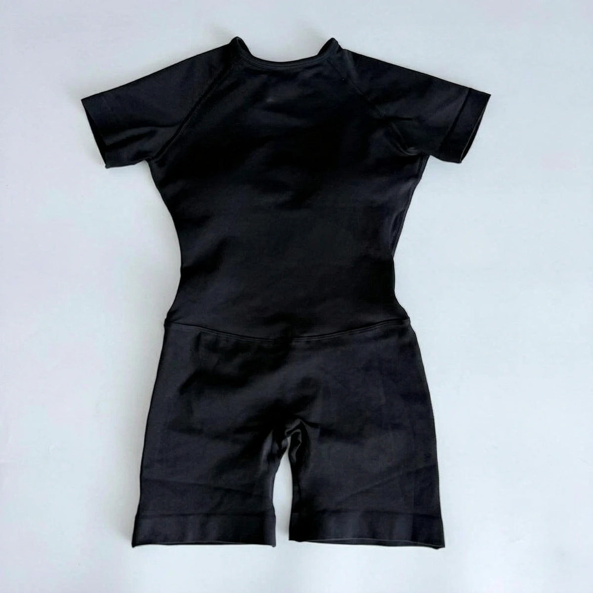 Women's Short Sleeve Polyester Blend Workout Romper with Open Back
