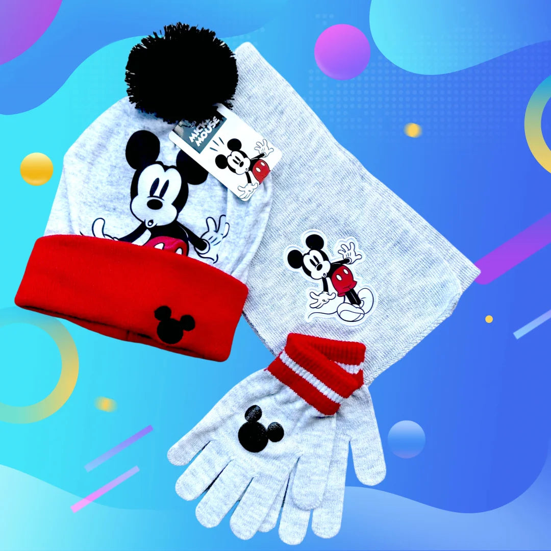 Children's Minnie Mouse Hat Scarf and Gloves Set for Winter Wear