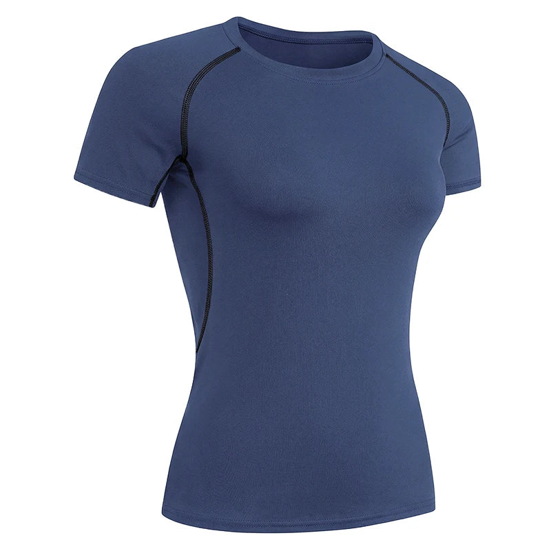 Women's Crew Neck Fitted Short Sleeve T-shirt For Workout Outfits