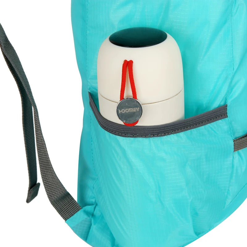 Foldable Travel Backpack with Front Cord Detail and Side Pockets