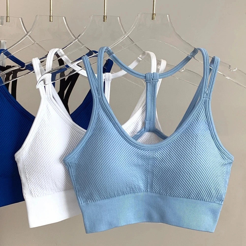 Women's Ribbed Scoop Neck Sports Bra