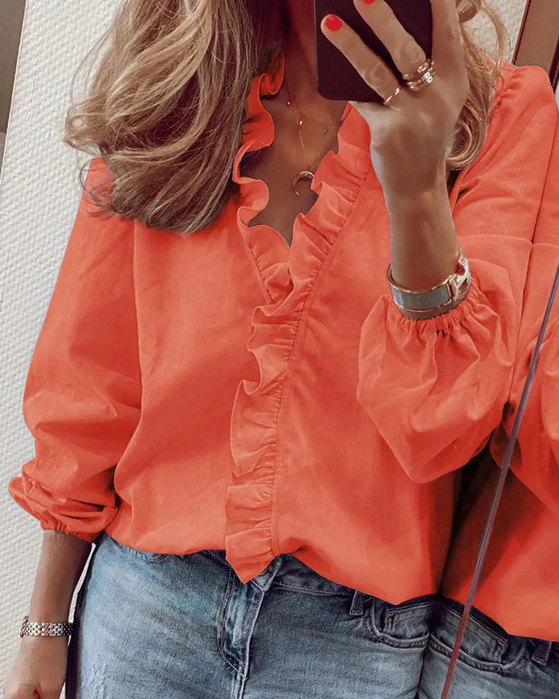 Women's Ruffled Long Sleeve Shirt