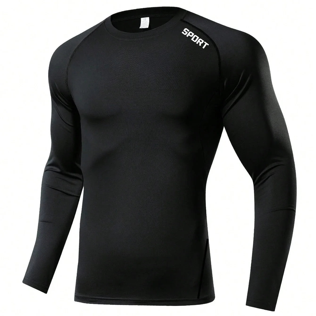 Fitted Crew Neck Long Sleeve Compression T Shirt