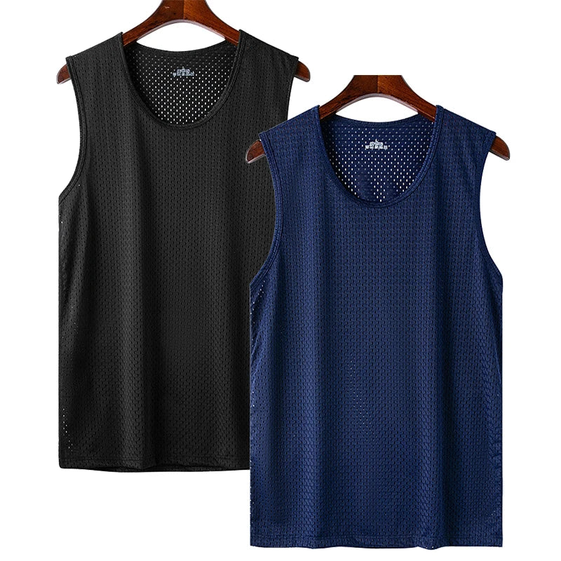 Men Ice Silk Mesh Sports Vest Breathable Quick Dry Sleeveless Riding Running Training Top