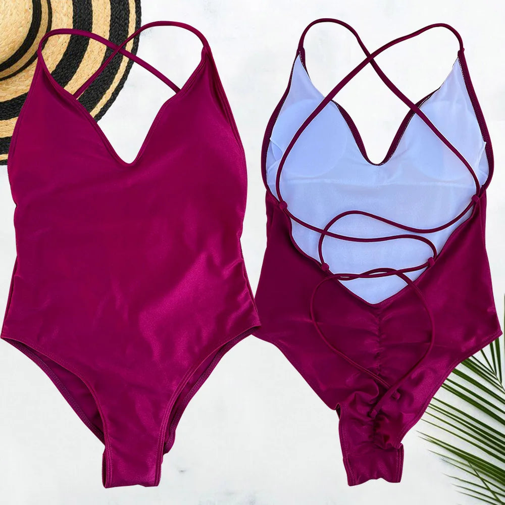 Plus Size Solid One-Piece Swimsuit