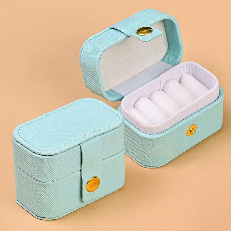 Mini Portable Leather Jewelry Storage Bag Travel Organizer Case for Ring Necklace Earrings Gift Box