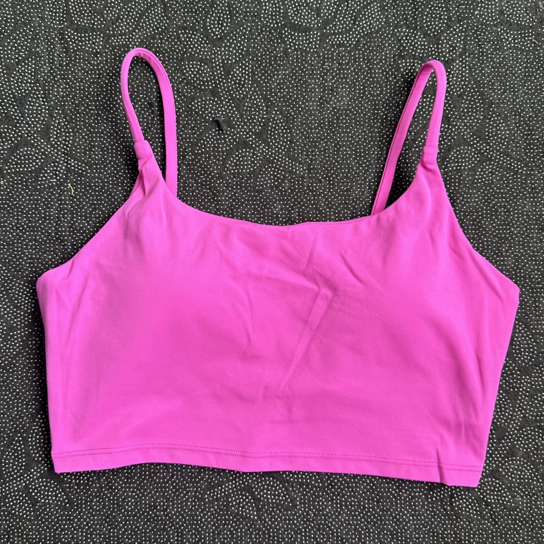 Women's Straight Neck Thin Strap Sports Bra