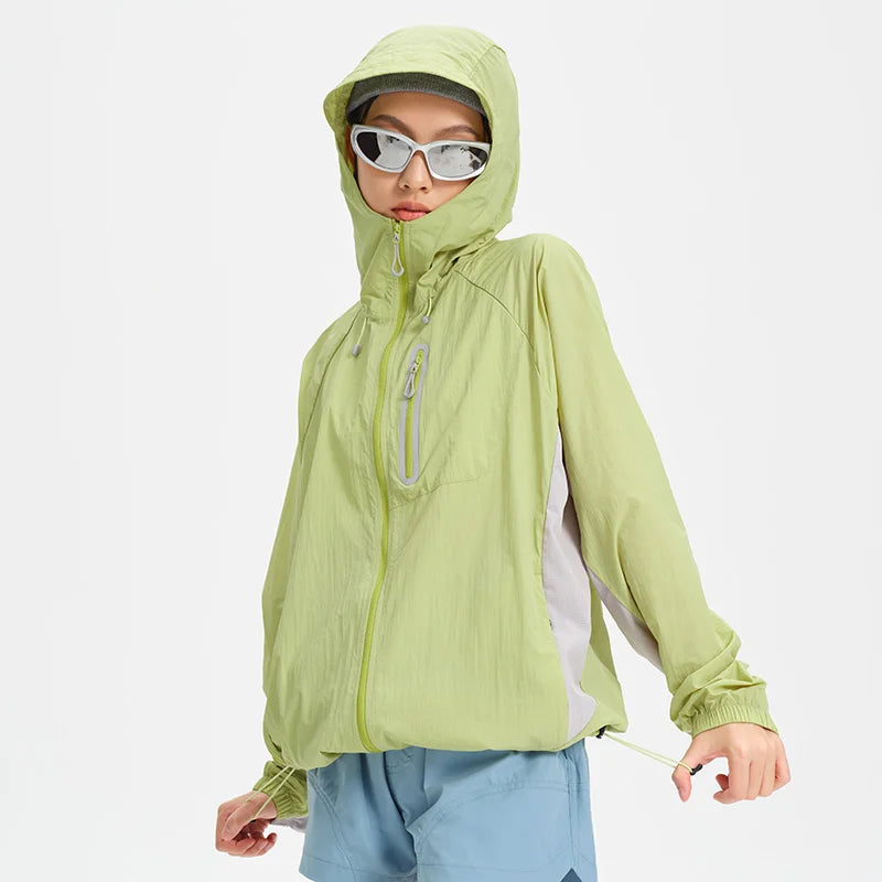 Women's Lightweight Hooded Hiking Jacket for Outdoor Layering