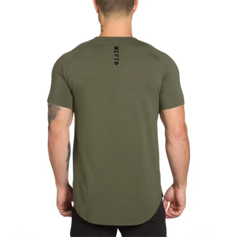 Plain Curved Hem Short Sleeve T-shirt For Sports Outfits