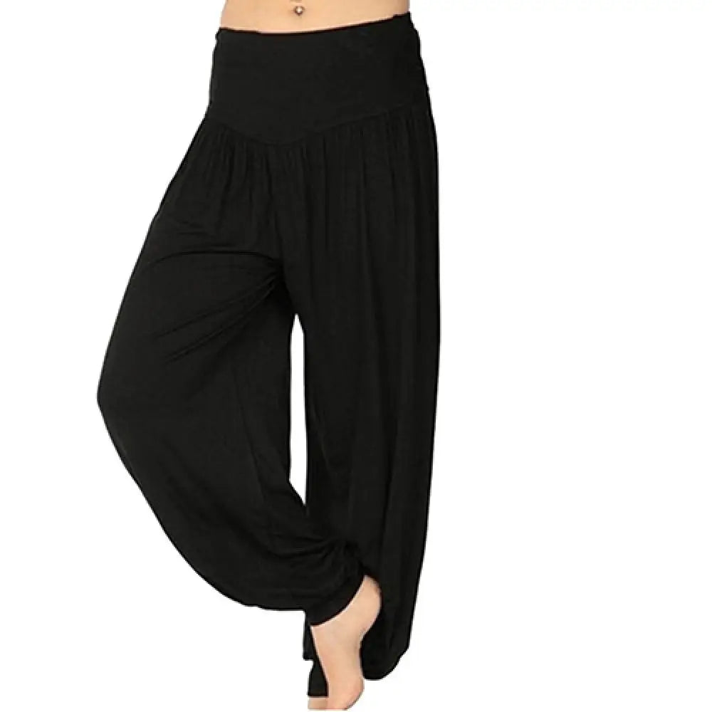 Women's Loose Harem Dance Pants with Gathered Ankles for Yoga Practice