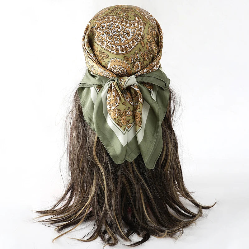 Floral Print Square Scarf for Head and Neck Styling