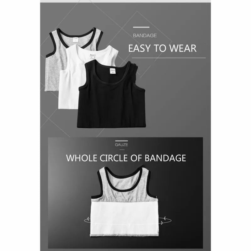 Pullover Chest Binder Shapewear with Sleeveless Design and a Cropped Underlayer Shape