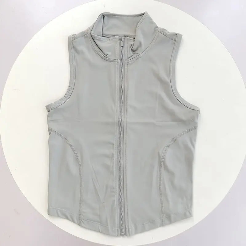 Sleeveless Full Zip Fitted Training Vest for Yoga Wear