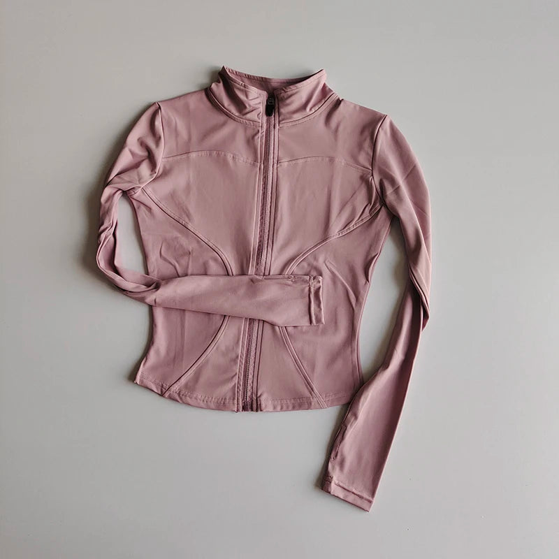 Stand Collar Long Sleeve Full Zip Yoga Training Jacket