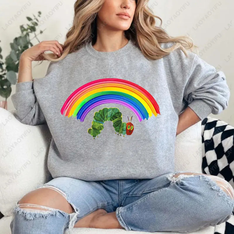 Caterpillar Graphic Long Sleeve Pullover Casual Sweatshirt for Layering