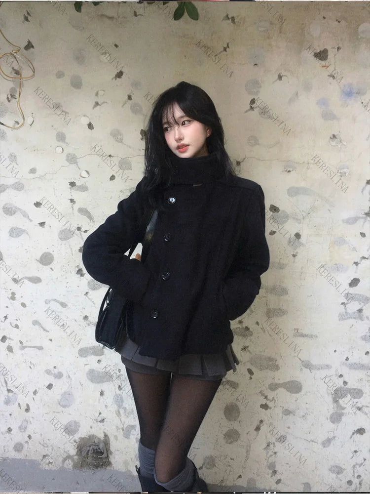Long Sleeve Casual Coat with Extended Hem and Front Closure