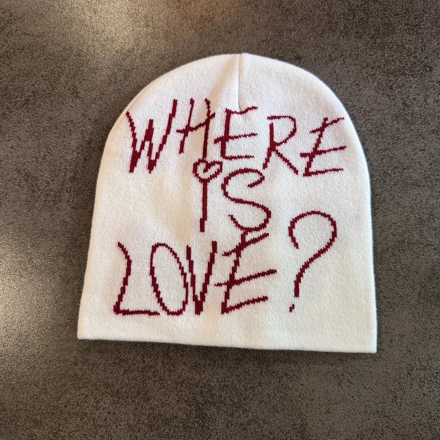 Graphic Knit Beanie with Letter and Pattern Style Options