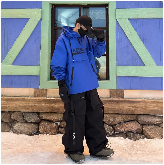 Hooded Ski Jacket and Pants Clothing Set with Style Options
