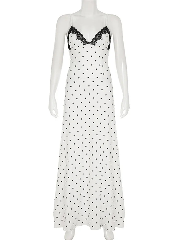 Women's Lace V Neck Spaghetti Strap Maxi Dress For Casual Outfits
