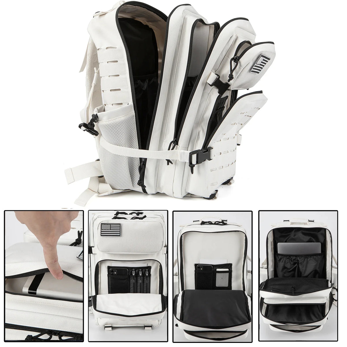 Tactical Backpack with Front Webbing and Separate Size-Labelled Colour Options