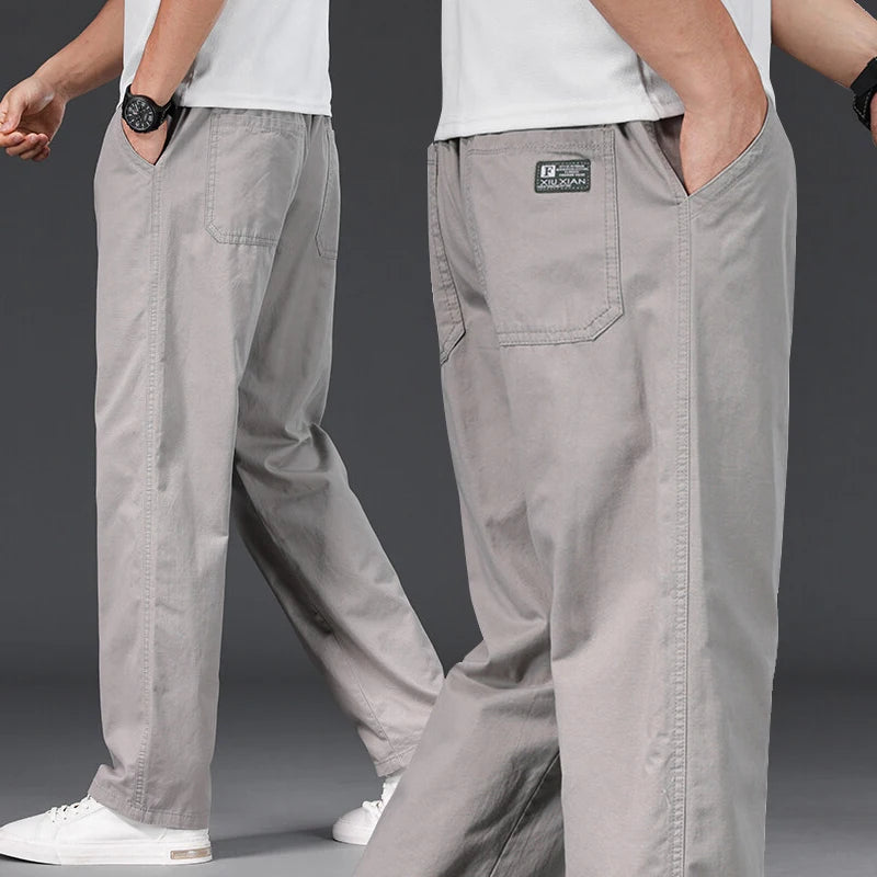 Men's Elastic Waist Loose Fit Casual Pants For Everyday Wear