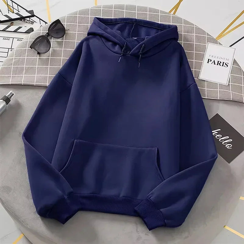 Long Sleeve Casual Hooded Sweatshirt with Relaxed Streetwear Styling