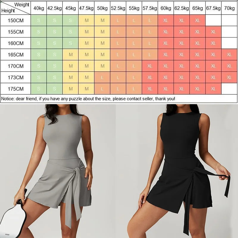 Women's Wrap-Skirt Sleeveless Tennis Dress