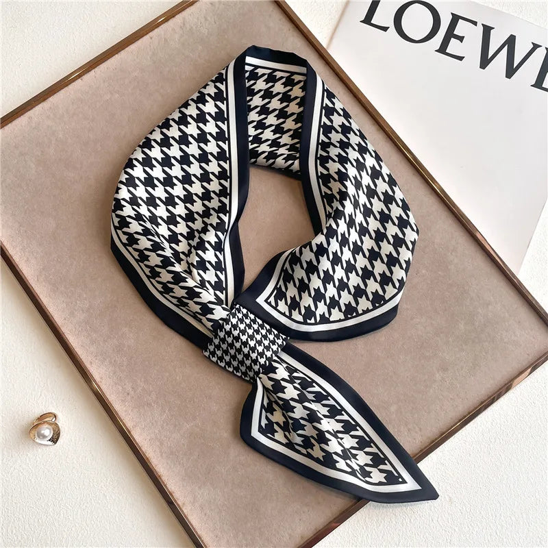 Printed Narrow Neckerchief Scarf with Pointed Tie Ends