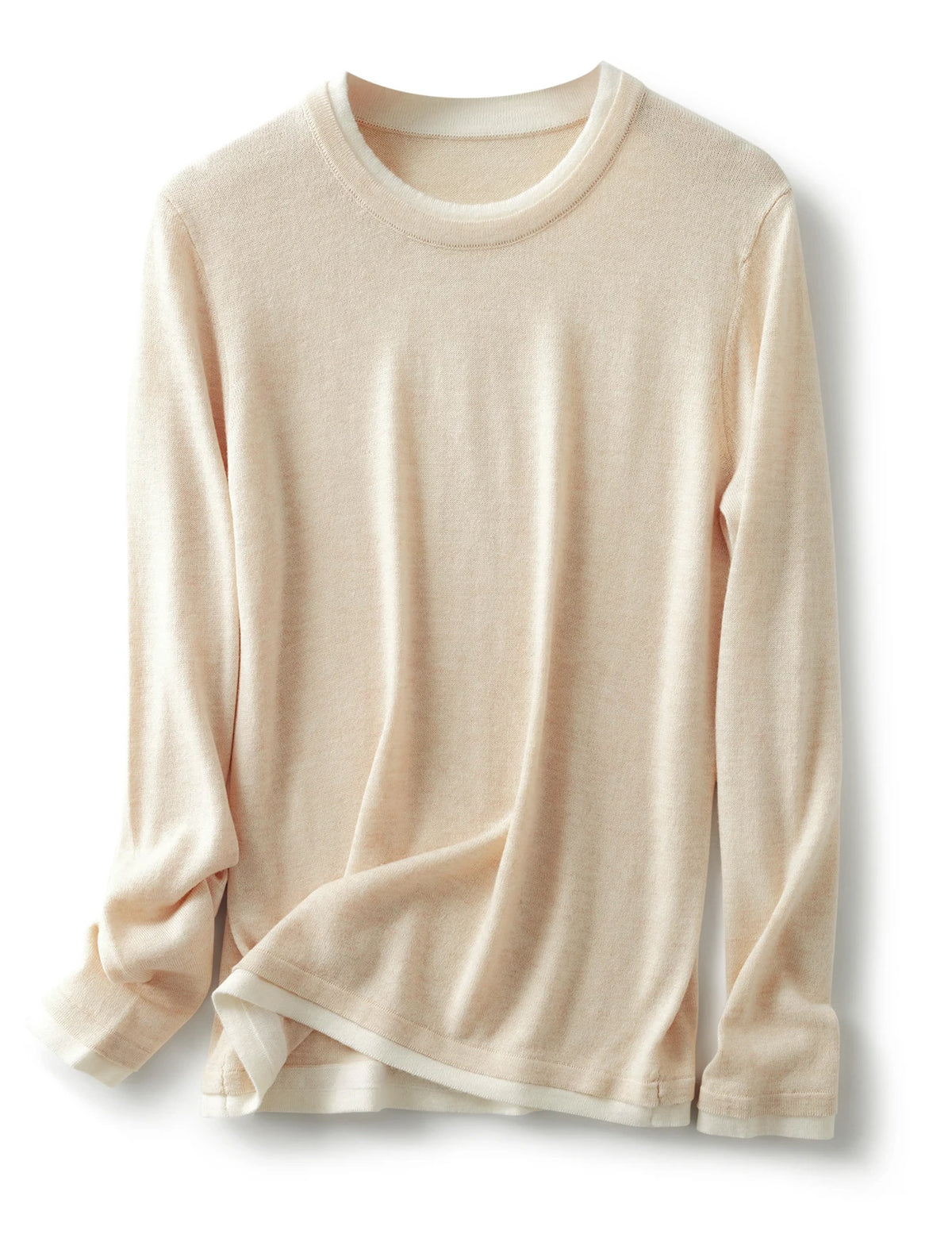 Women's Contrast Trim Crew Neck Sweater Casual Knit Layer