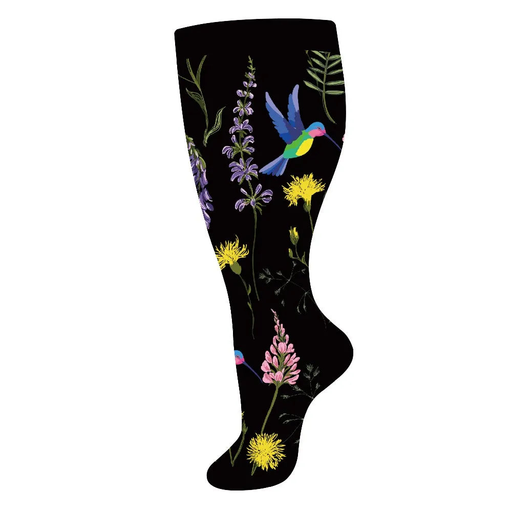Plus Size Knee High Compression Socks with Pattern Options