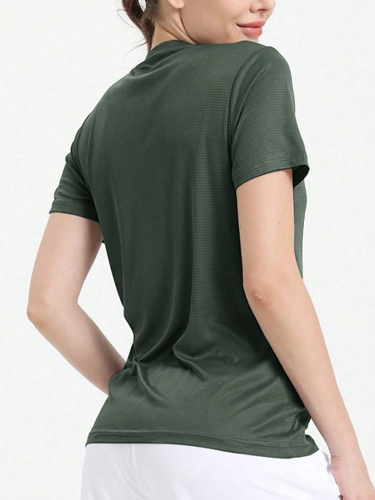 Women's Crew Neck Short Sleeve Sports T-shirt For Workout Outfits