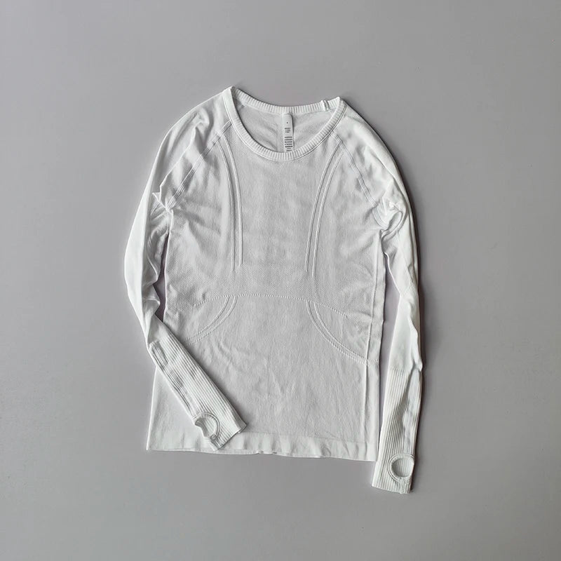 Women's Fitted Crew Neck Long Sleeve T-shirt For Workout Outfits