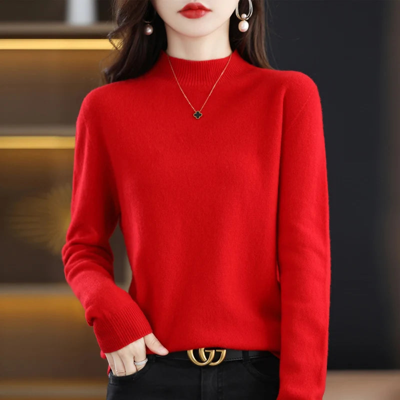 Women's Crew Neck Long Sleeve Sweater Casual Knit Layer