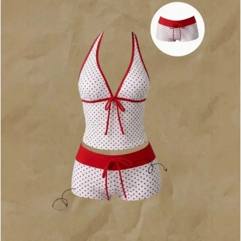 Ruffle Detail Printed Halter Bikini
