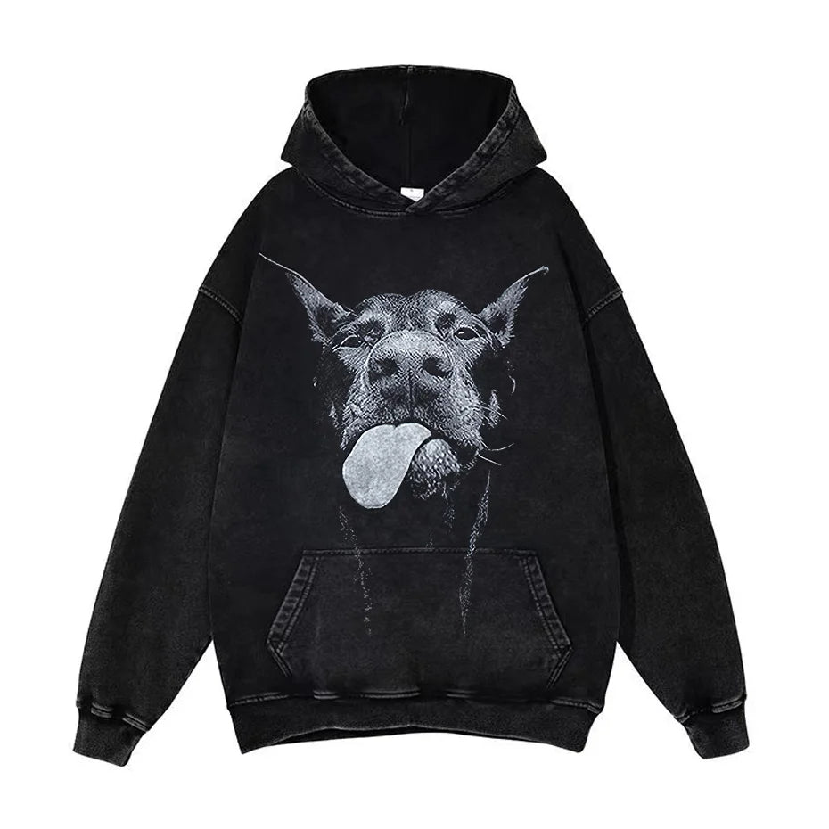 Anime Pain Graphic Hoodie Men's Retro Washed Harajuku Streetwear