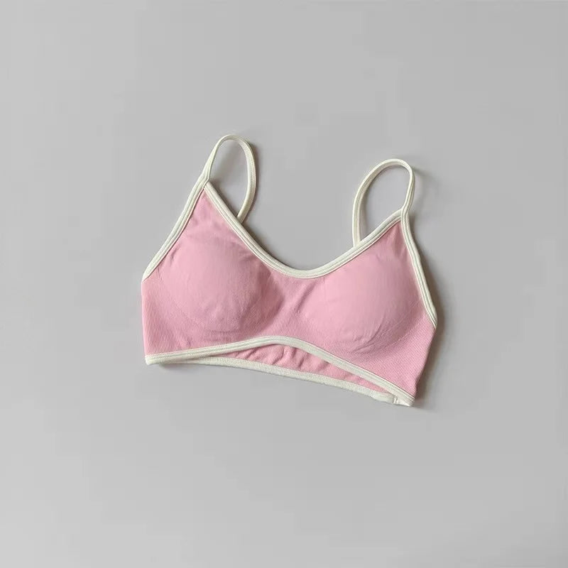 Women's Contrast Trim Thin Strap Sports Bra