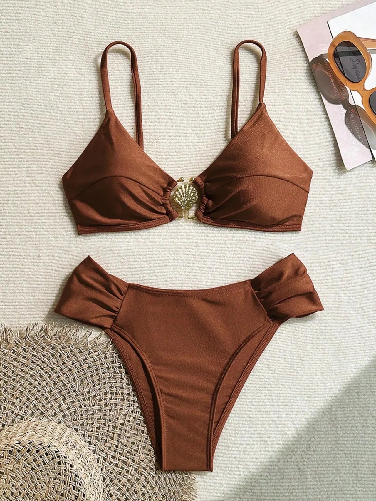 Pleated High Waist Bikini