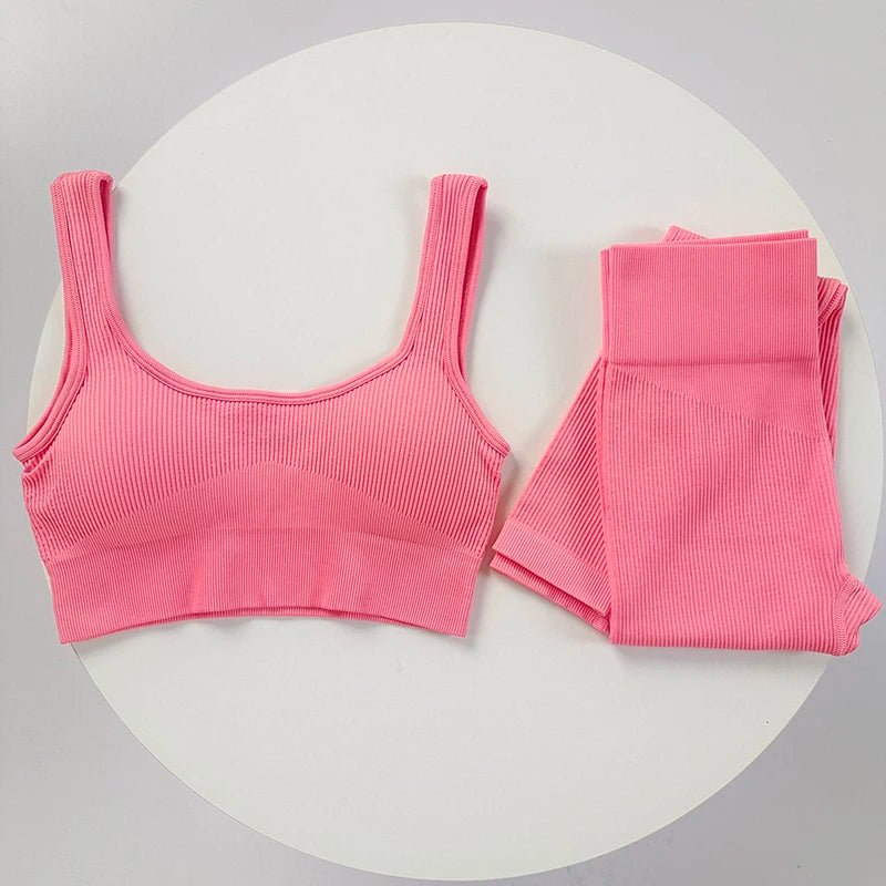Women's Racerback Bra And Leggings Yoga Set For Workout Outfits